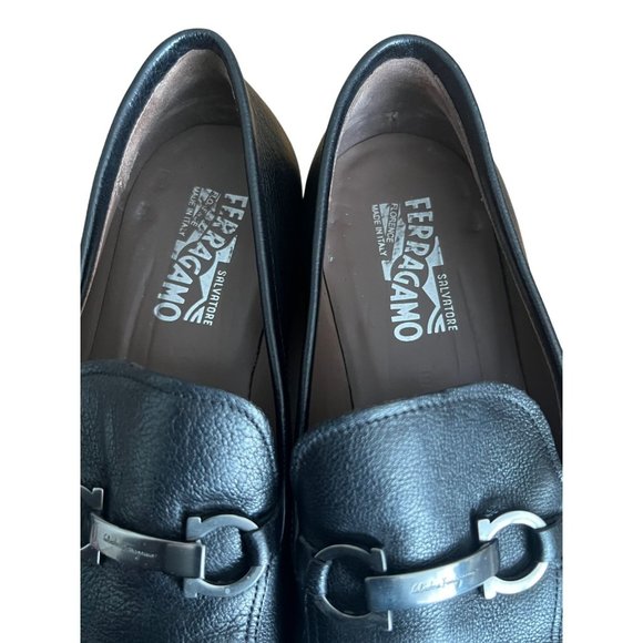 Salvatore Ferragamo black leather men classic slip ons shoes size 11.5 E - Picture 4 of 15
